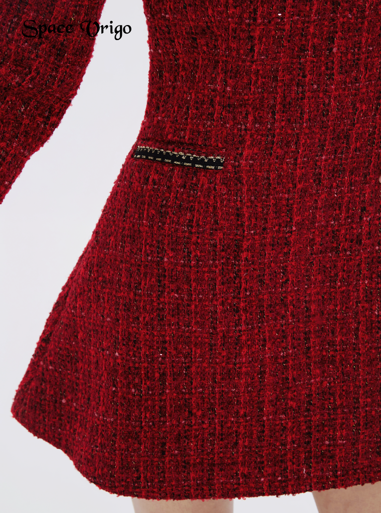 Encore red winter new fashion fashion chic chic slim bag hip ultra figure long sleeve tweed dress