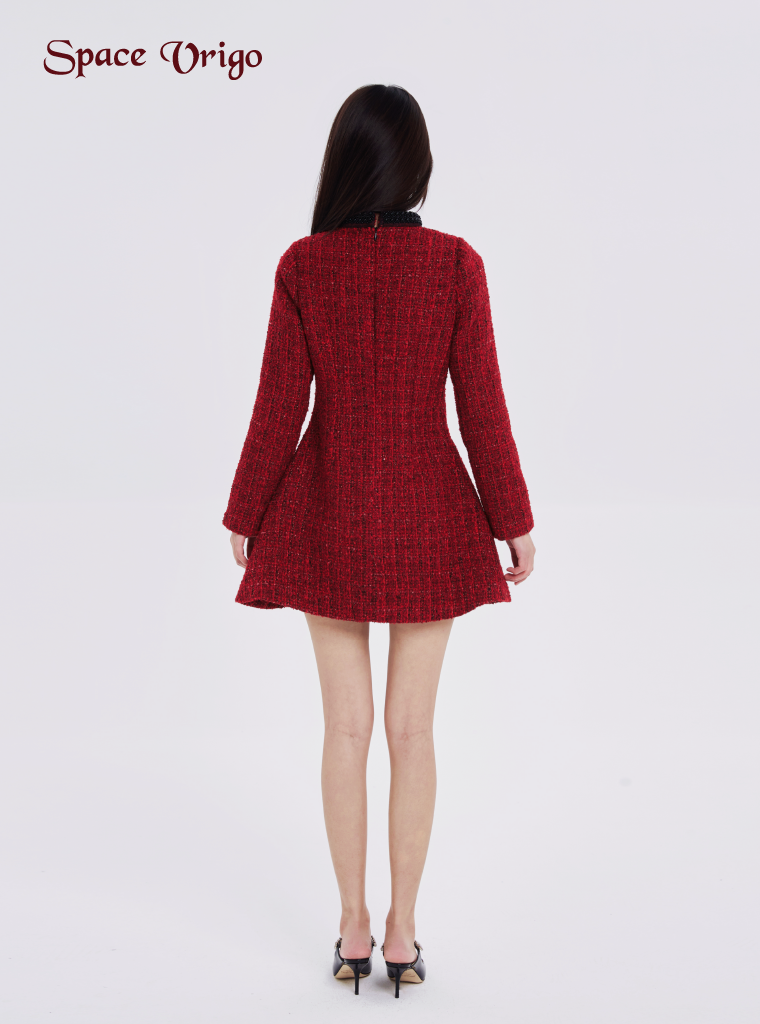 Encore red winter new fashion fashion chic chic slim bag hip ultra figure long sleeve tweed dress